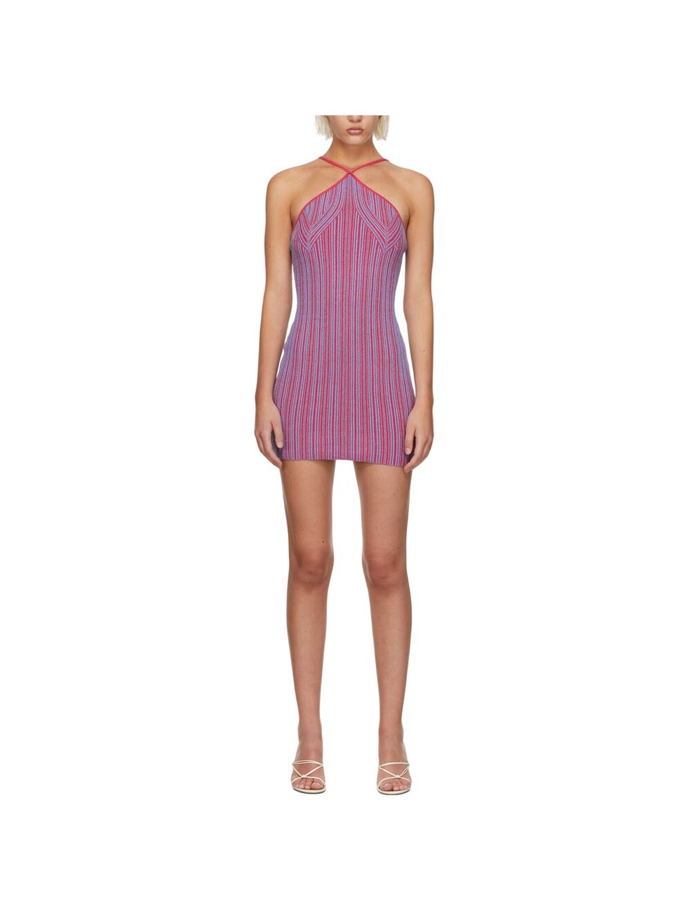 Anna Quan Ribbed Red And Blue Tanesha Mini Dress Size 6